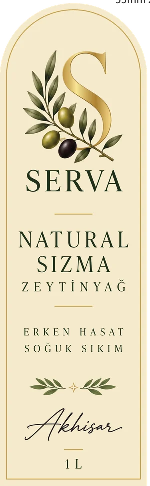 Serva Natürel Sızma Zeytinyağı 1 L etiketi