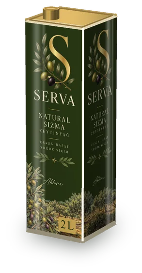 Serva Natürel Sızma Zeytinyağı 2 L Teneke etiketi