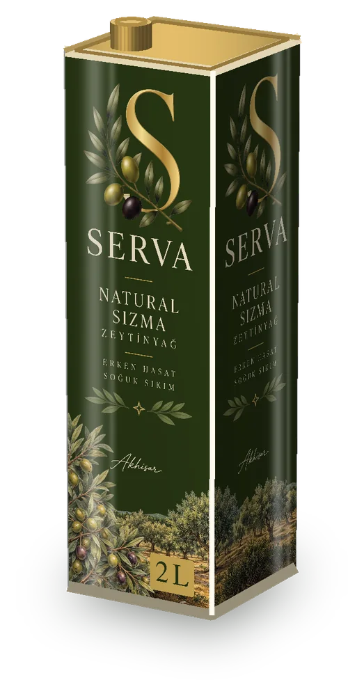Serva Natürel Sızma Zeytinyağı 2 L Teneke teneke kutu