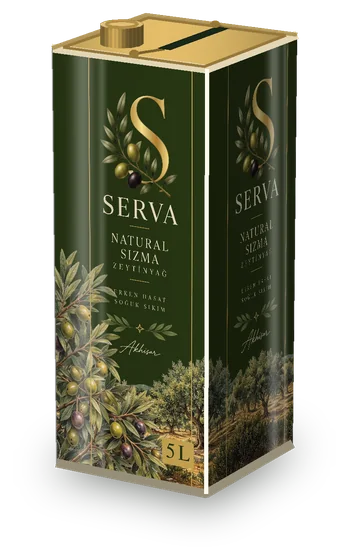 Serva Natürel Sızma Zeytinyağı 5 L Teneke etiketi