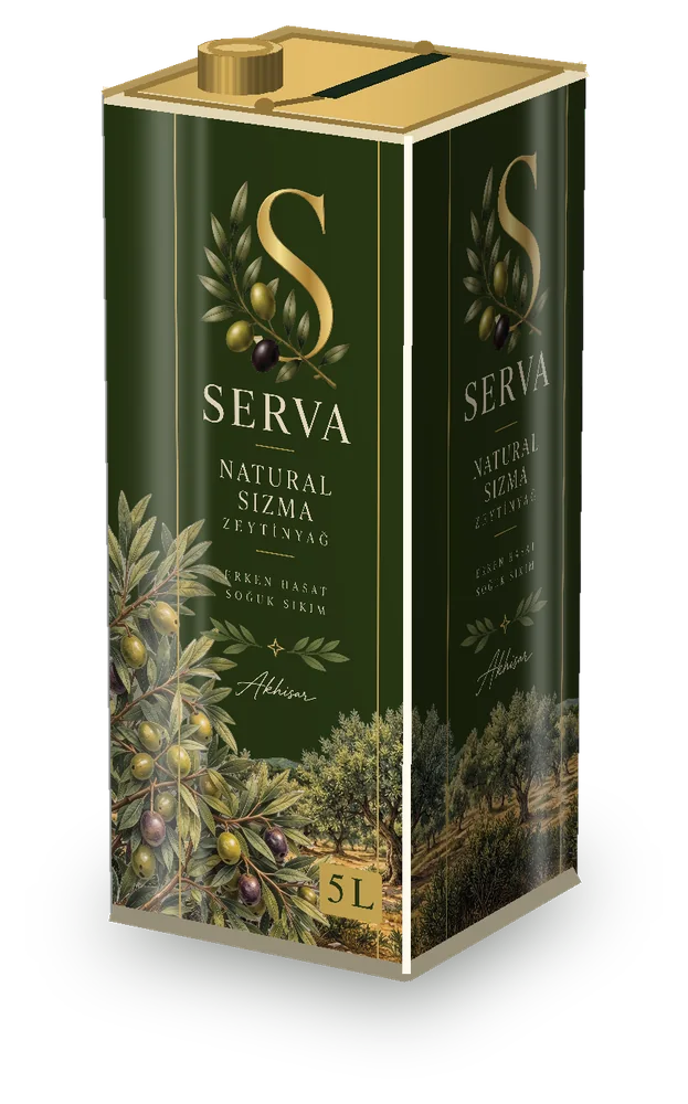 Serva Natürel Sızma Zeytinyağı 5 L Teneke teneke kutu